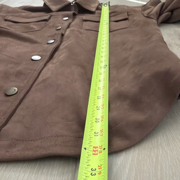 PILCRO The Tillie Relaxed Faux-Suede Shacket Women's Size S Brown - Picture 6 of 8